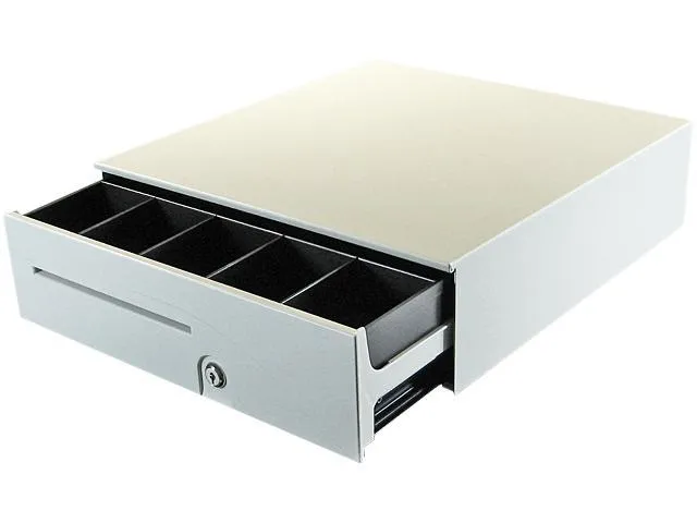 APG Series 100 Heavy Duty Cash Drawer, 16" x 16", Adjustable Dual Media Slots, Multipro 24V, Fixed 5x5 Till, Requires Cable, White - T320-CW1616