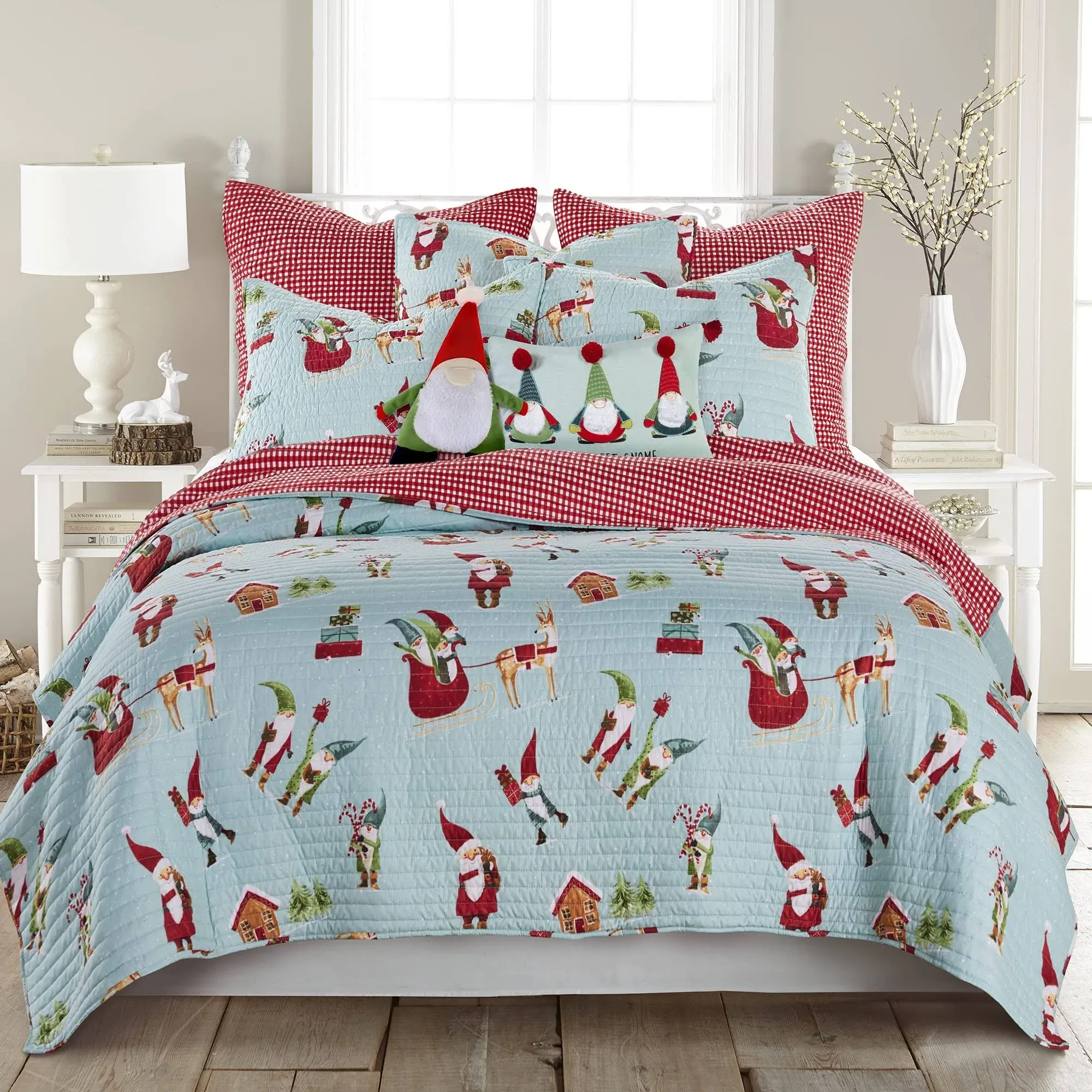 Levtex Home Merry & Bright Gnome for The Holidays Quilt or Sham, King