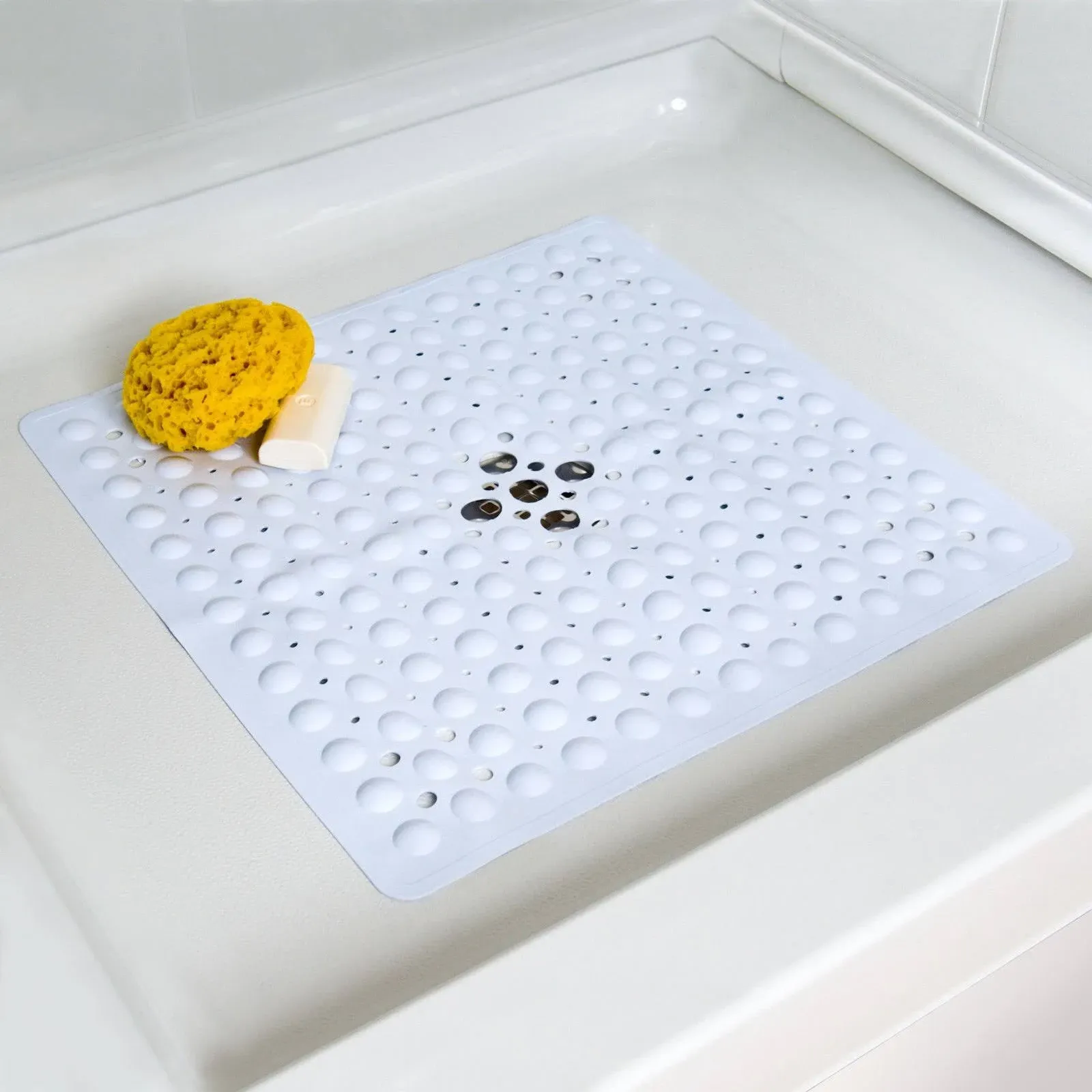 SlipX Solutions 21 in. x 21 in. Square Shower Mat in White 05600-1