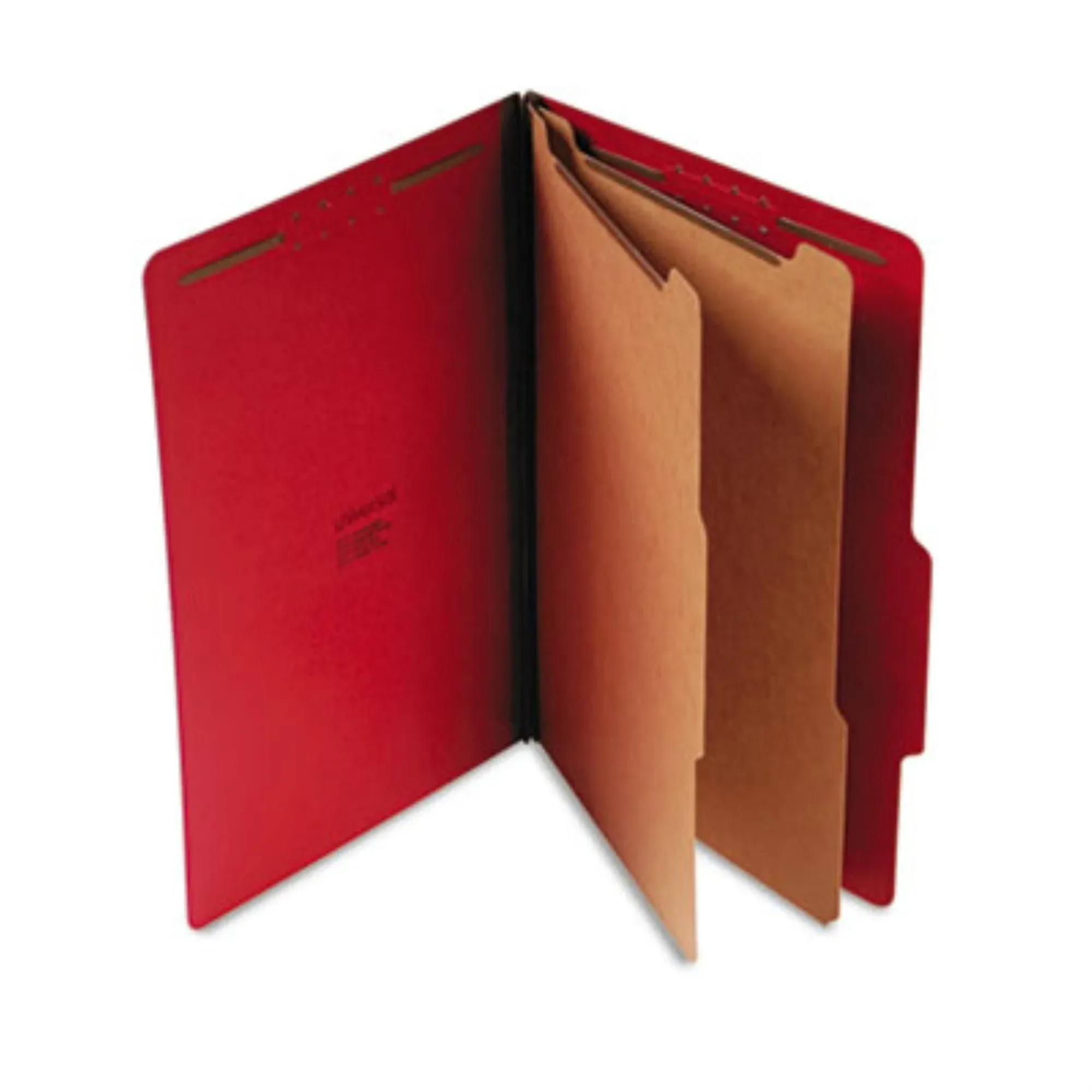 Universal&#174; Bright Colored Pressboard Classification Folders, 2&quot; Expansion, 2 Dividers, 6 Fasteners, Legal Size, Ruby Red, 10/Box