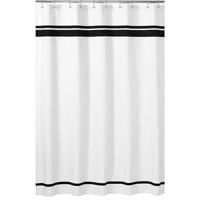 Sweet Jojo Designs Hotel Shower Curtain, White/Black, 72" L x 72" W