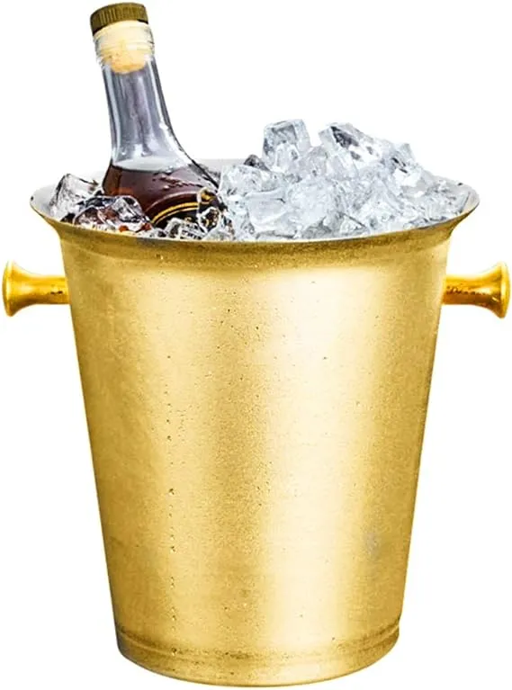 Champagne Bucket with Carry Handles Gold Plated Stainless Steel Ice Bucket for Parties