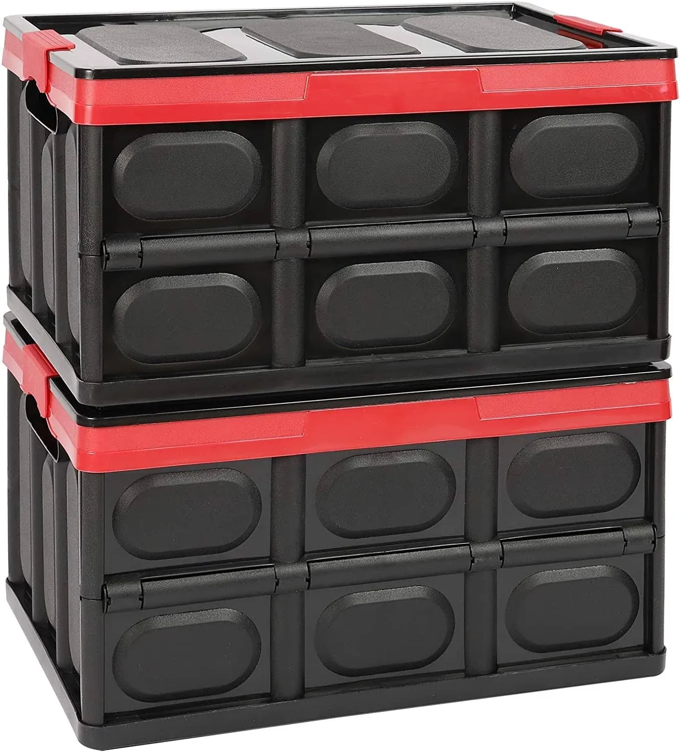 Lidded Storage Bins 2 Pack 30L Collapsible Storage Box Crates Plastic Tote Box