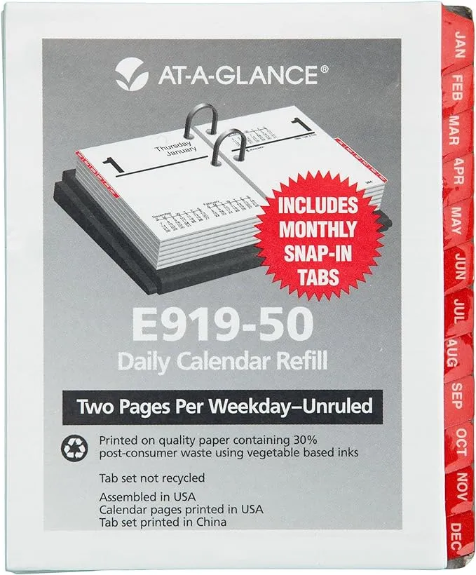 "AT-A-GLANCE� Recycled Compact Desk Calendar Refill, 3' x 3 3/4', 2012 AAGE91950"