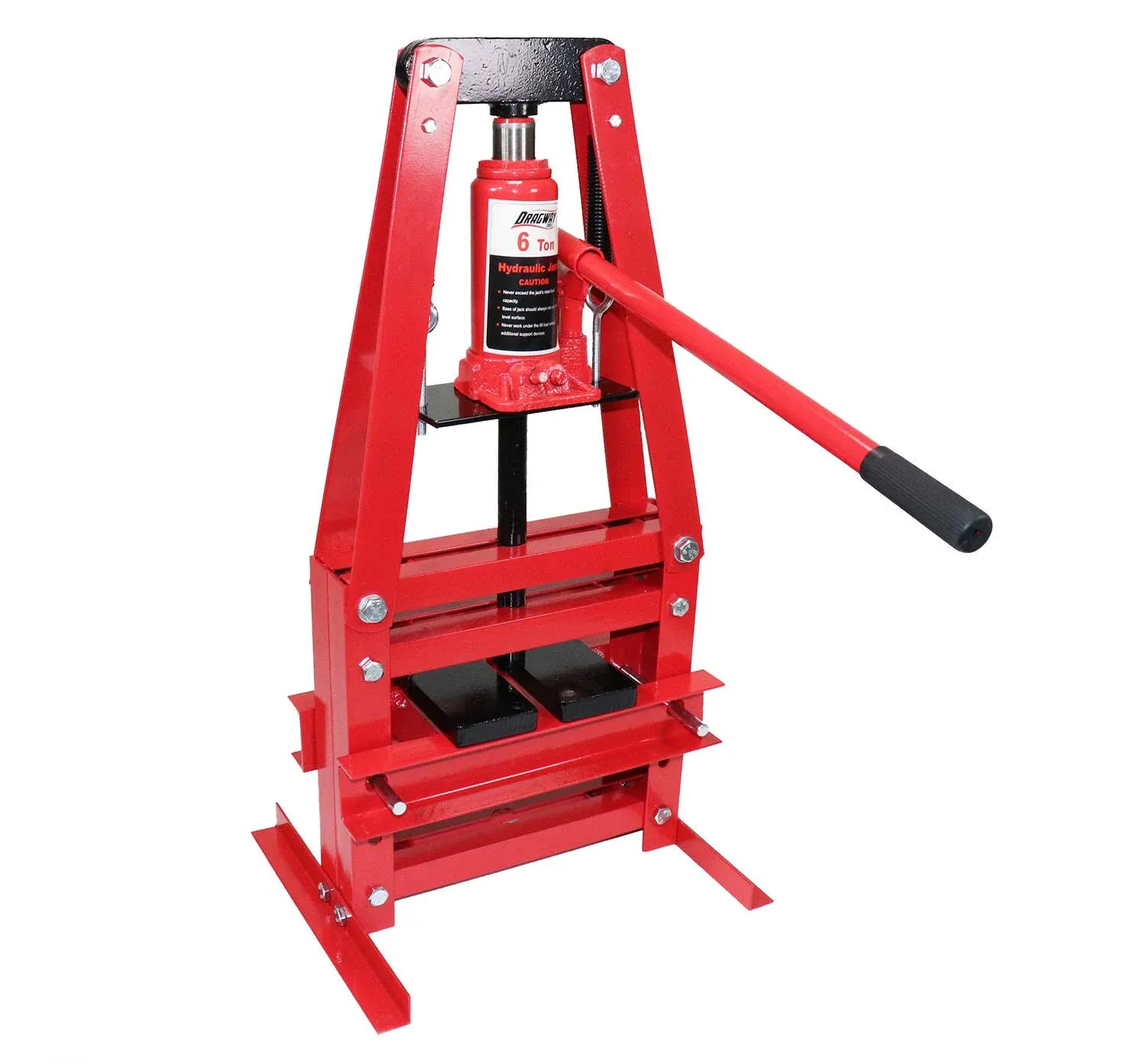 Dragway Tools 6-Ton Benchtop Hydraulic A-Frame Shop Press with Press Plates, Red 40901002