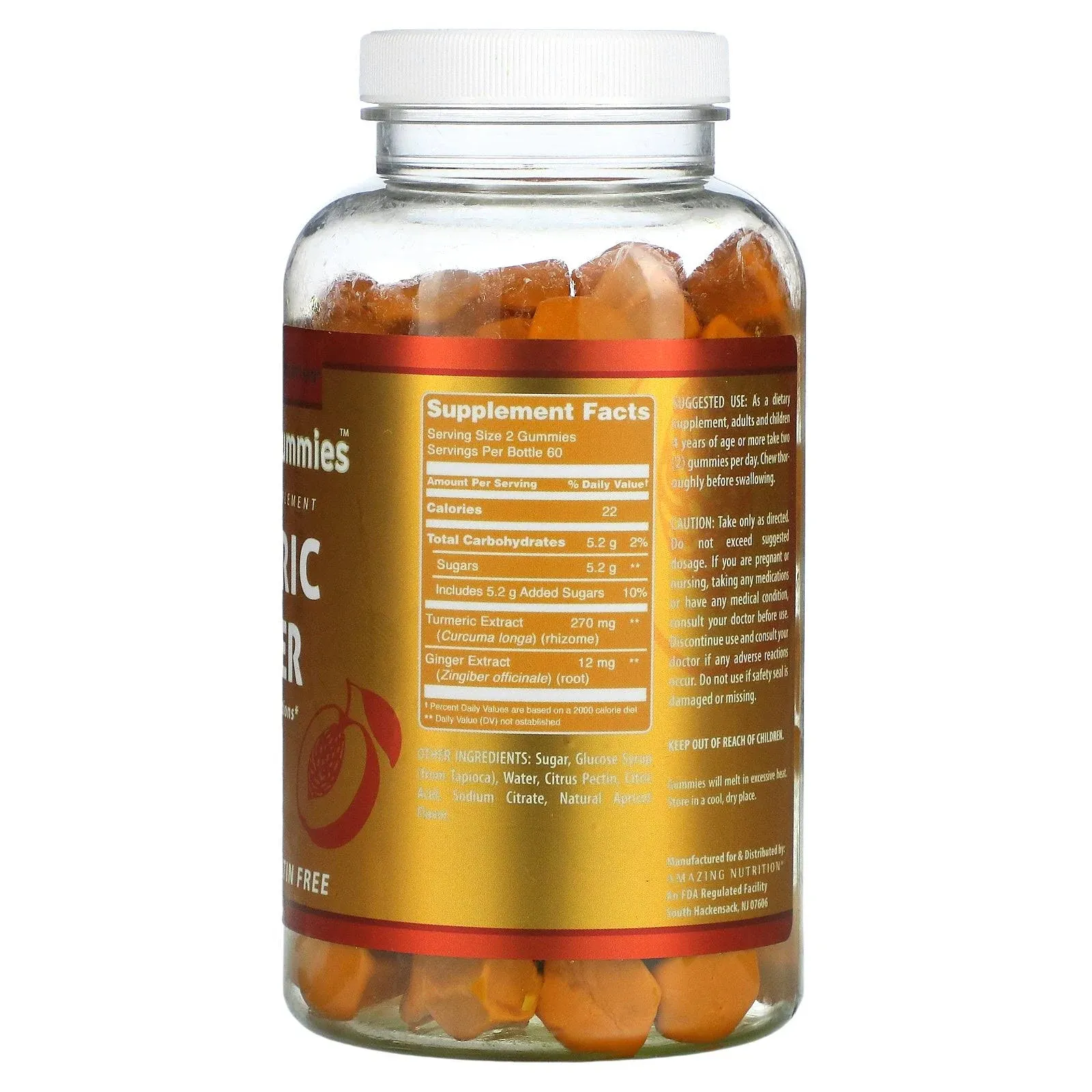 Amazing Formulas Curcumin & Ginger Gummies Apricot 120 Gummies