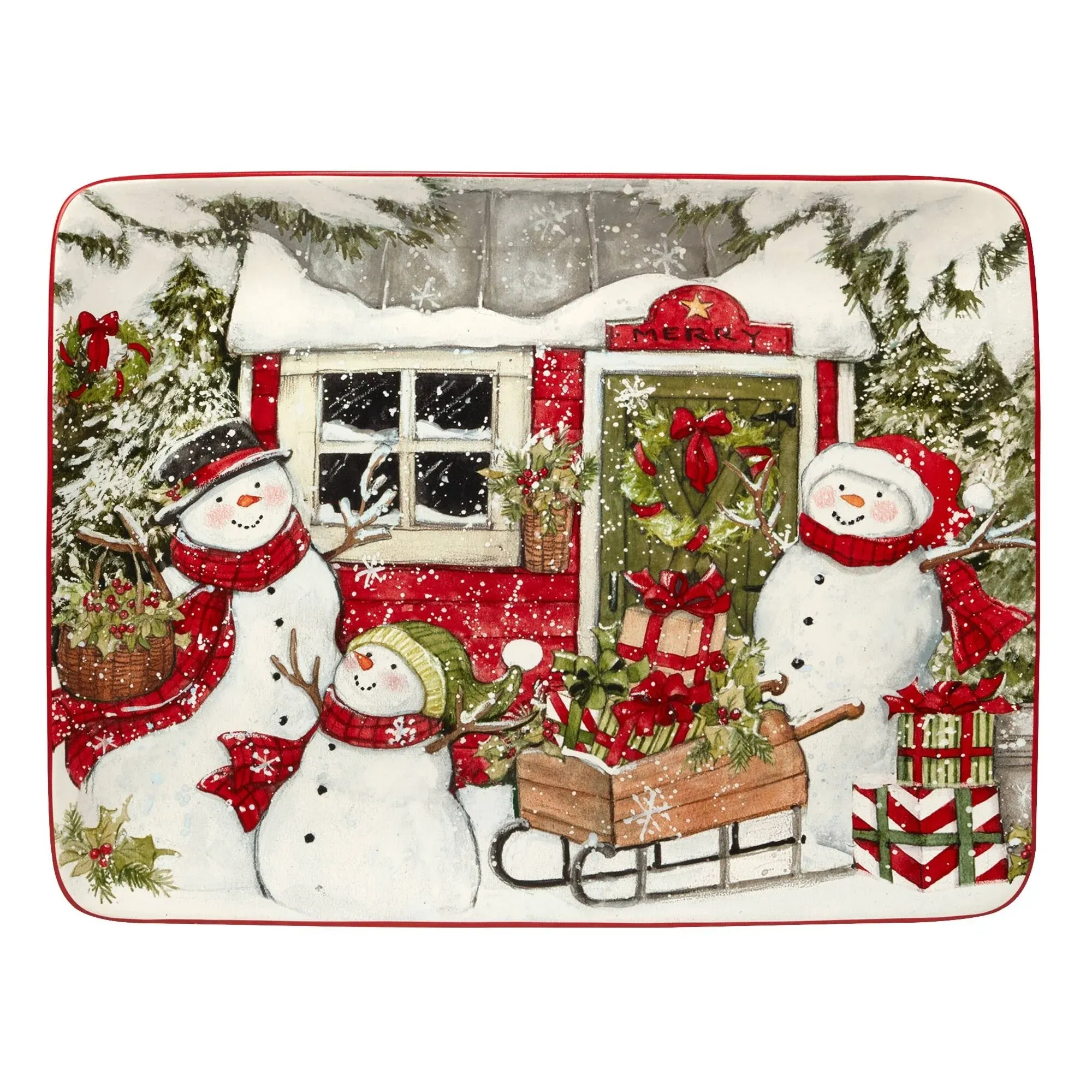 Snowman&#39;s Farmhouse 16&quot; x 12&quot; Rectangular Platter