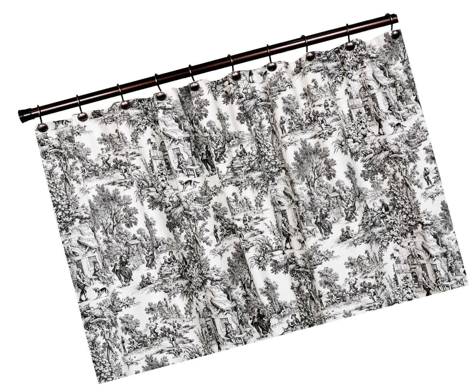 Victoria Park Toile Bathroom Shower Curtain Black