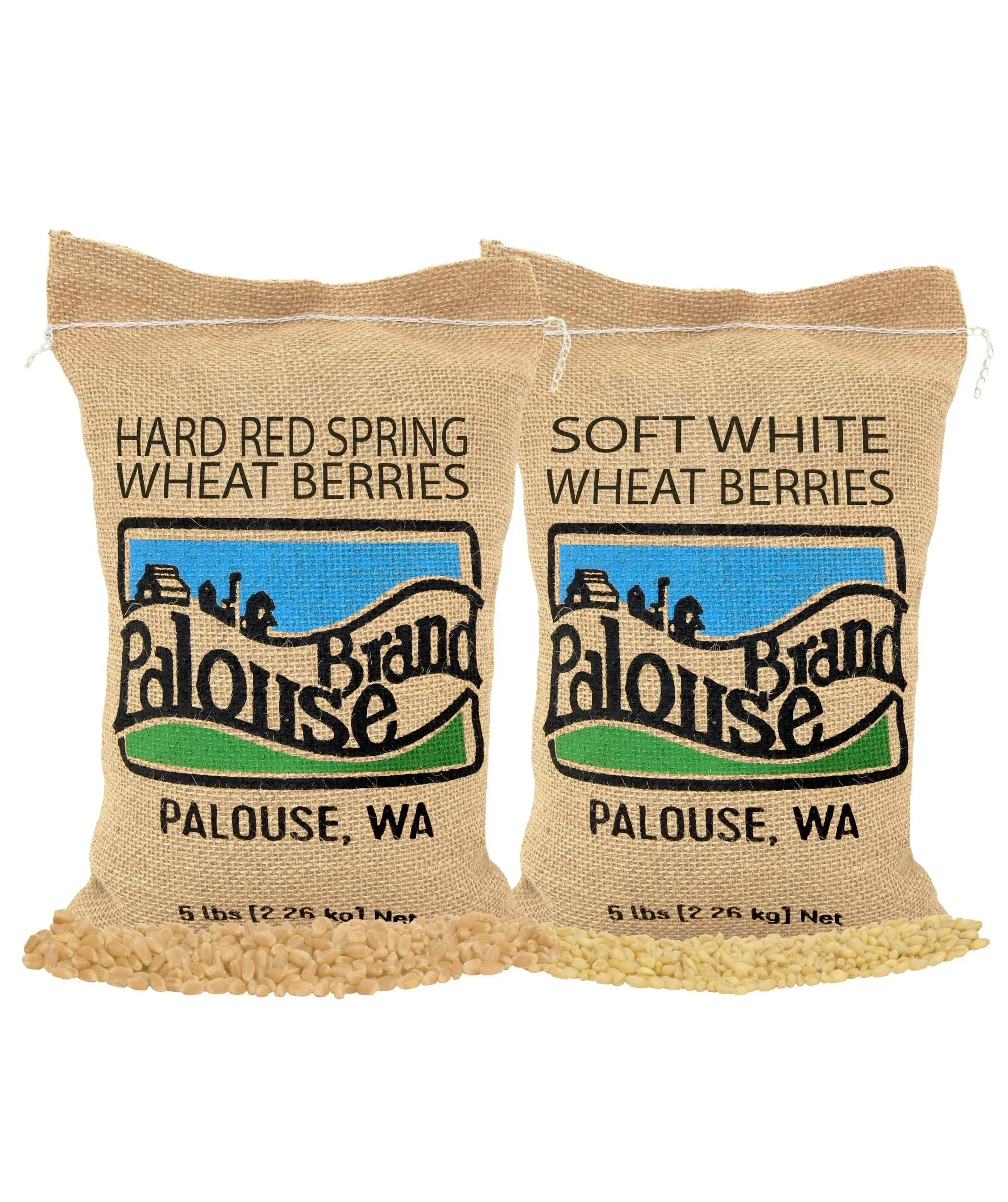 Wheat Berries | Hard Red Spring and Soft White Wheat Pack | 2 - 5 LB Burlap Bags