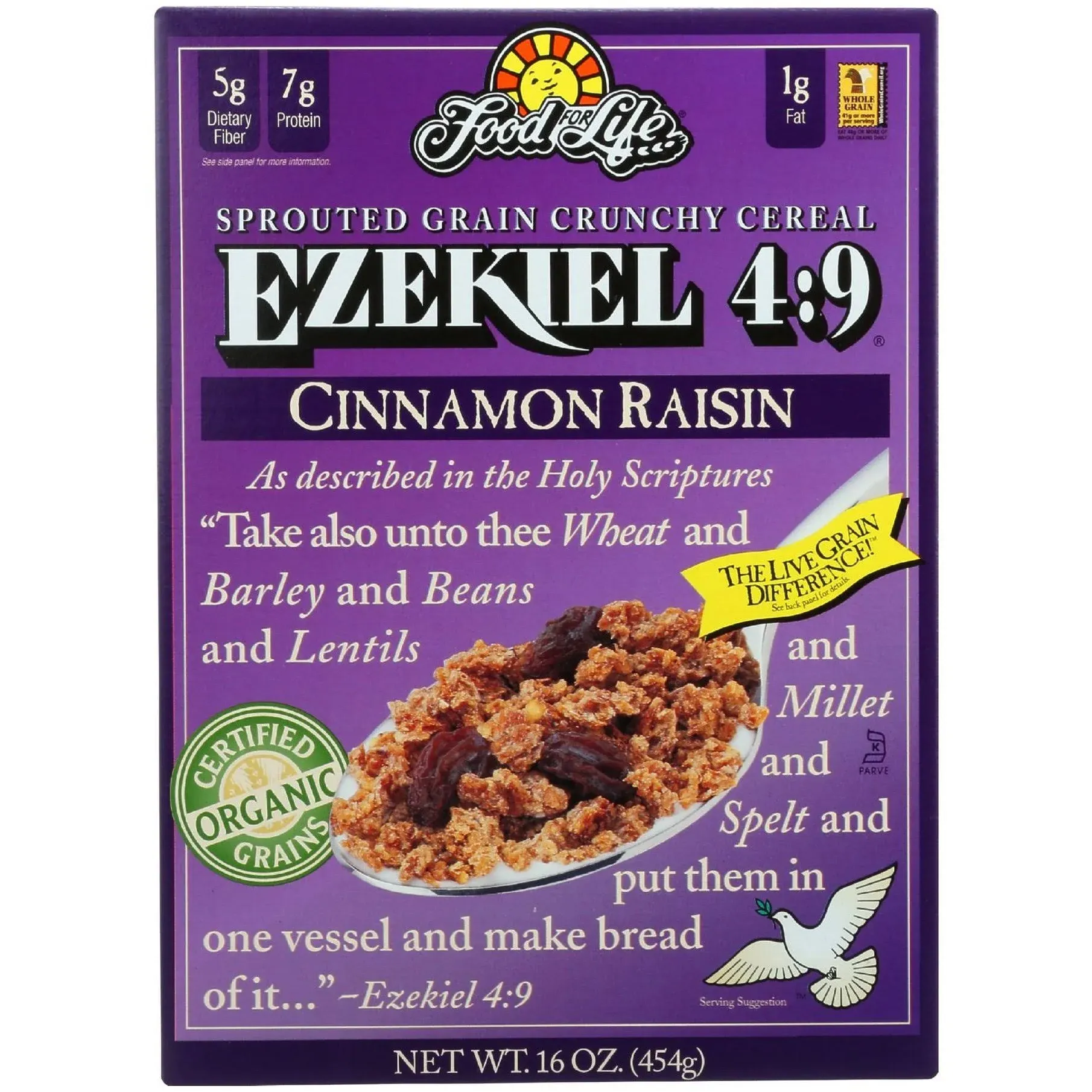 Food For Life Ezekiel 4:9 Cereal, Sprouted Crunchy, Cinnamon Raisin - 16 oz