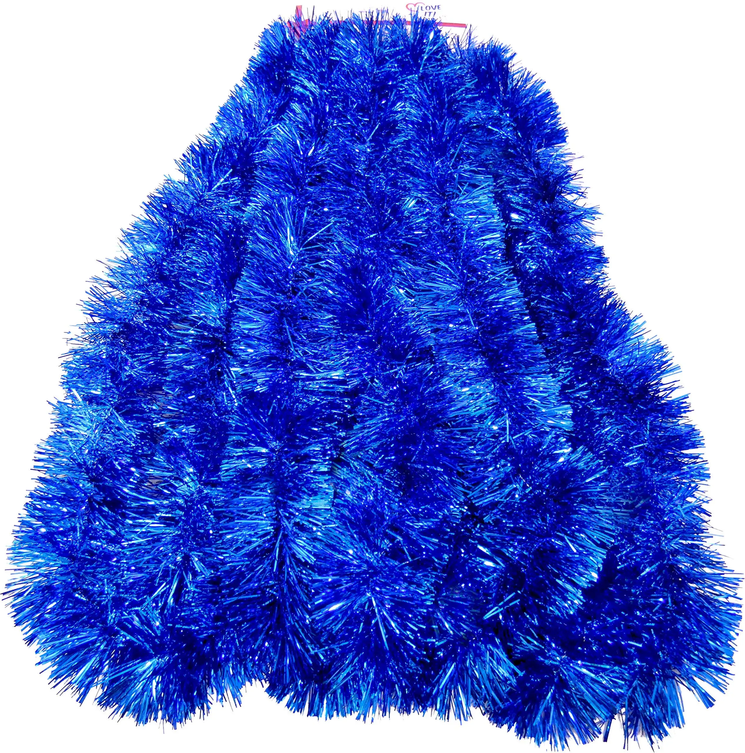 Blue Seasonal Holiday Tinsel Garland 25 ft, Christ