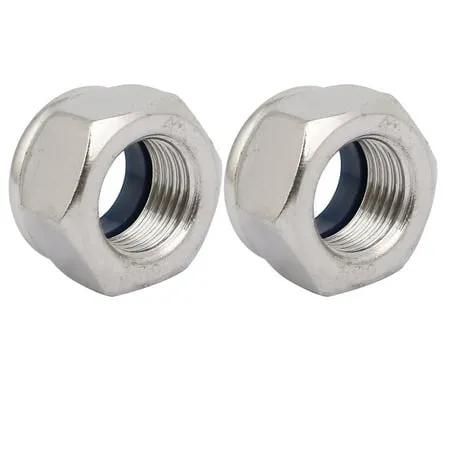 2pcs M16 x 1.5mm Pitch Metric Fine Thread 304 Stainless Steel Hex Lock Nuts