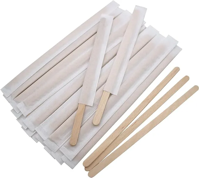 Individually Paper Wrapped Wooden Coffee Stirrers 7 Inch Pack 500 Disposable