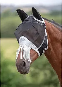 FINE MESH Fly MASK with Nose Fringe (Cob, Black)