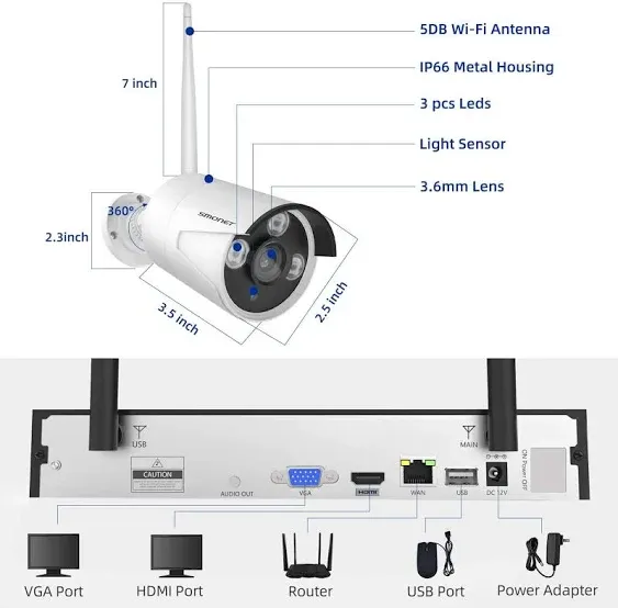 SMONET 3MP Wireless Security Camera System with 1TB HDD, 4Pcs 8 Channel WiFi Surveillance NVR Kits, Indoor Outdoor CCTV Cameras System, Clearer than 1080P,Night Vision AI Human Detection with Audio