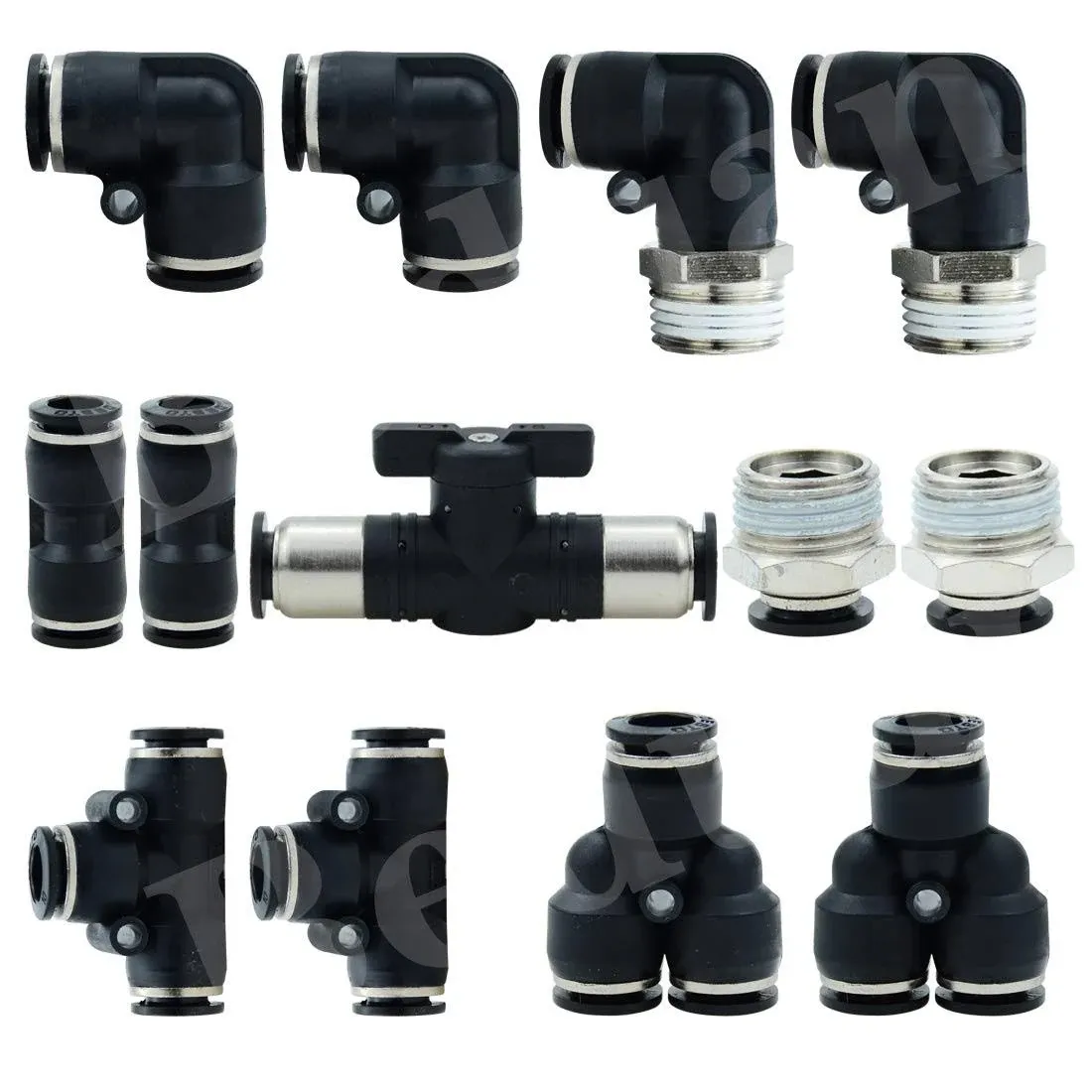 Beduan Pneumatic Push to Connect Fittings Kit Air Line Quick Fittings 2 PL+2 Elb