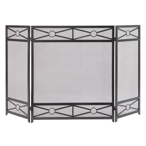 Sheffield 3-Panel Fireplace Screen in Vintage Iron