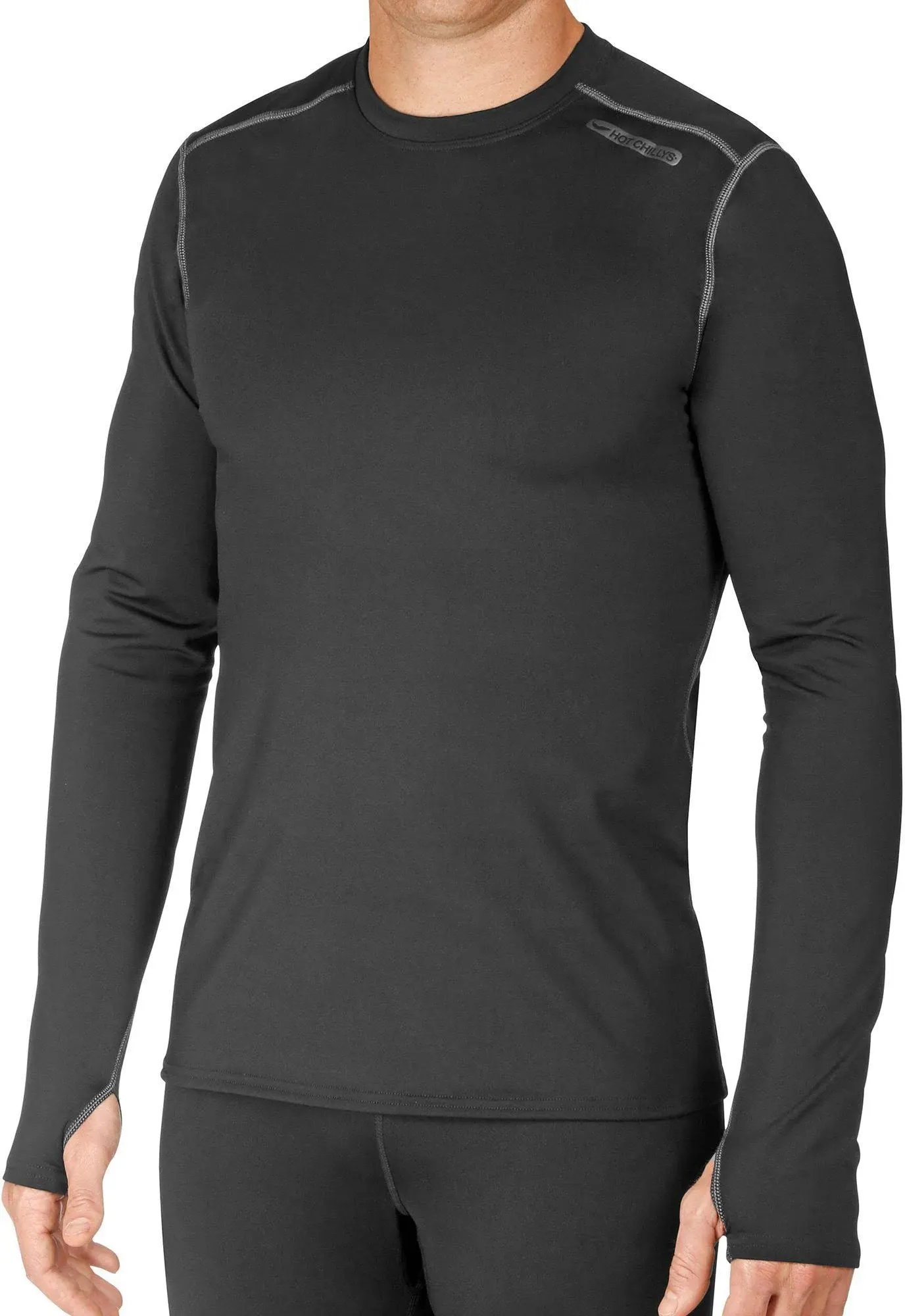 Hot Chillys Men&s Micro Elite Chamois Crewneck - Small - Black