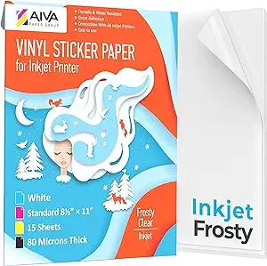 Printable Vinyl Sticker Paper Inkjet Frosty Clear 15 sheets