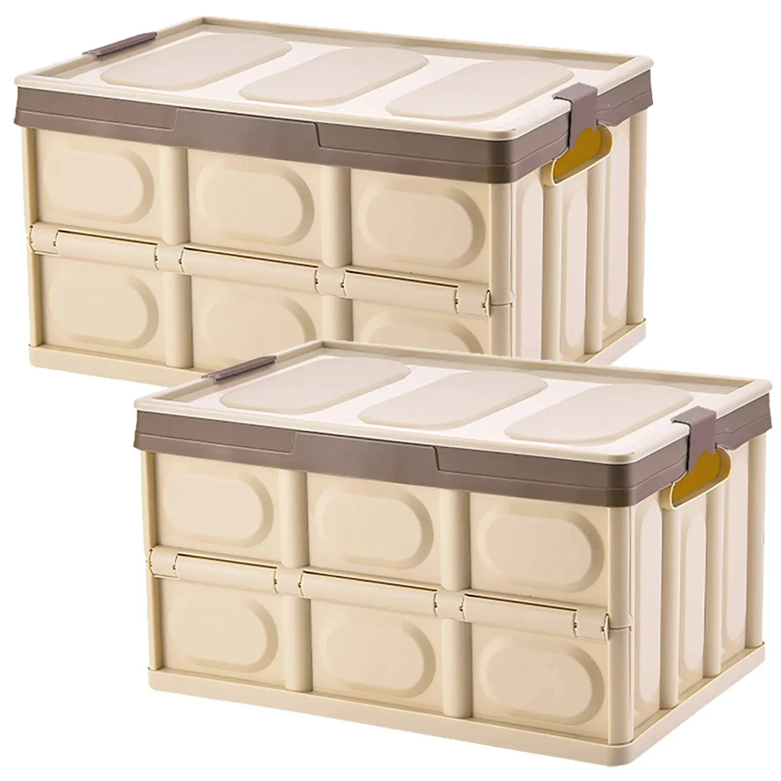 jocabo Lidded Storage Bins 2 Pack 30L Collapsible Storage Box Crates Plastic Tote ...