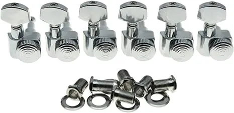 KAISH Chrome 2 Pin Locking Tuners Tuning Keys Pegs Machine Heads for American Stratocaster/Telecaster Strat/Tele