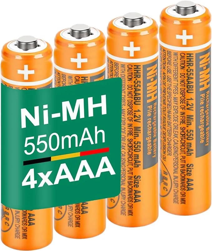 cIEEDE HHR-55AAABU Ni-MH AAA Rechargeable Battery for Panasonic 12V 550mAh 4Pack NiMH AAA Batteries for Panasonic Cordless Phones, Elec