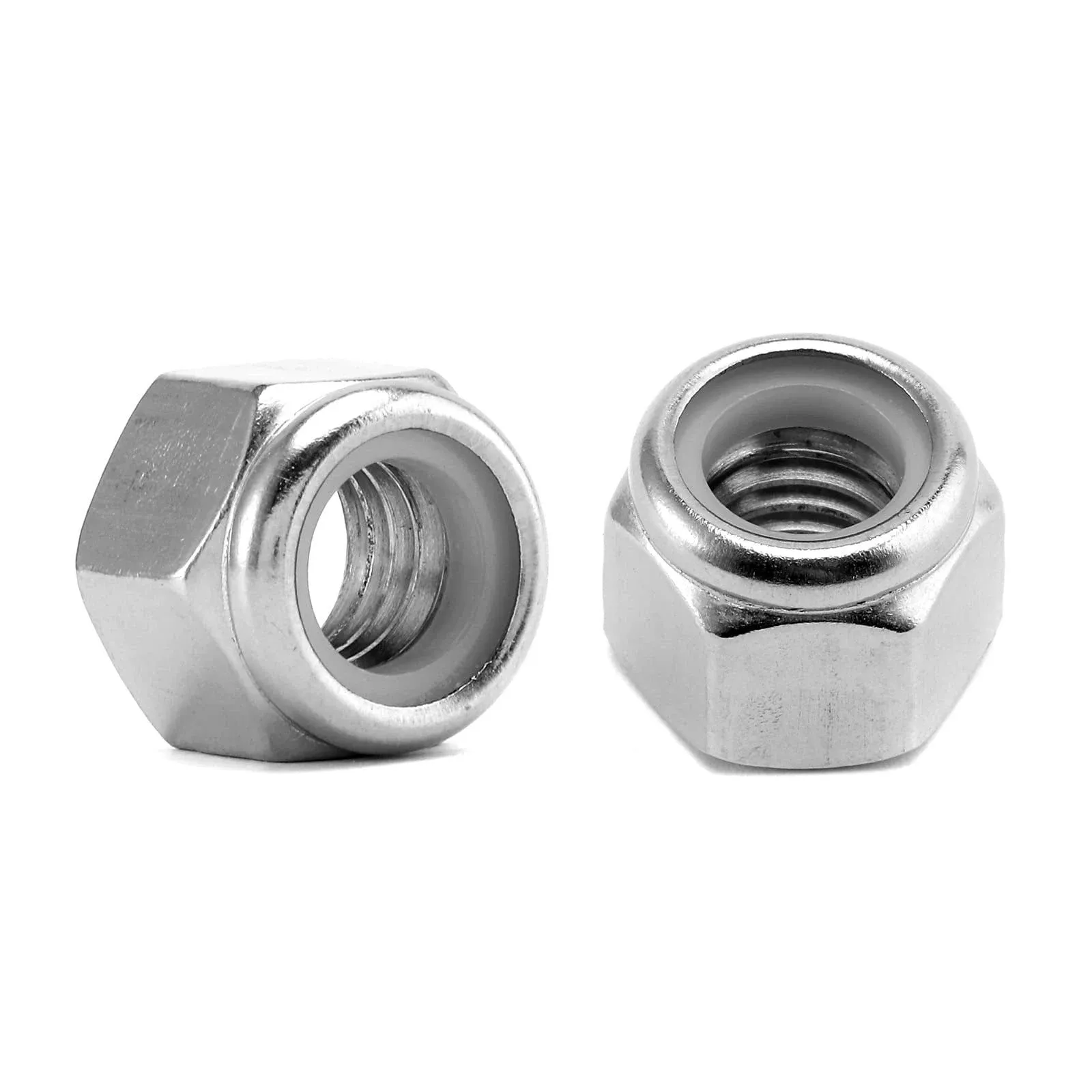 3/8-16 Nylon Insert Hex Lock Nuts 100Pcs 304 Stainless Steel Locknuts, Hex Drive, Bright Finish, by SG TZH