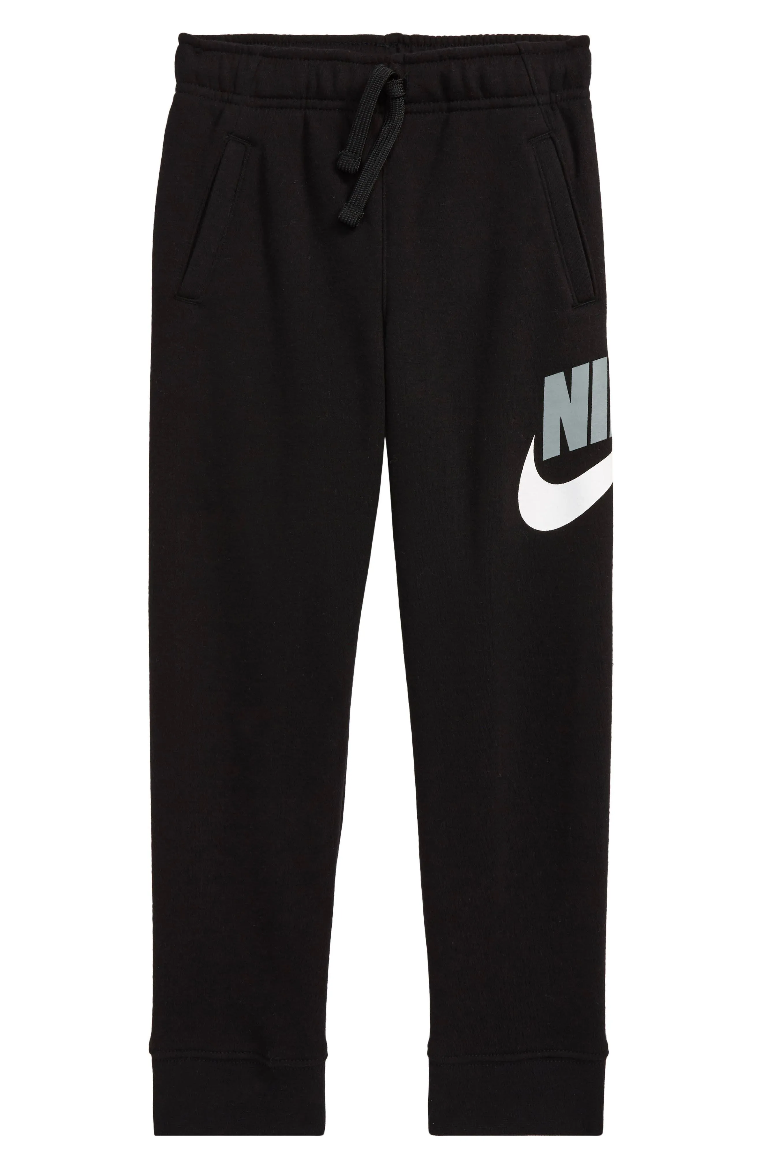 Boys Black Swoosh Logo Joggers