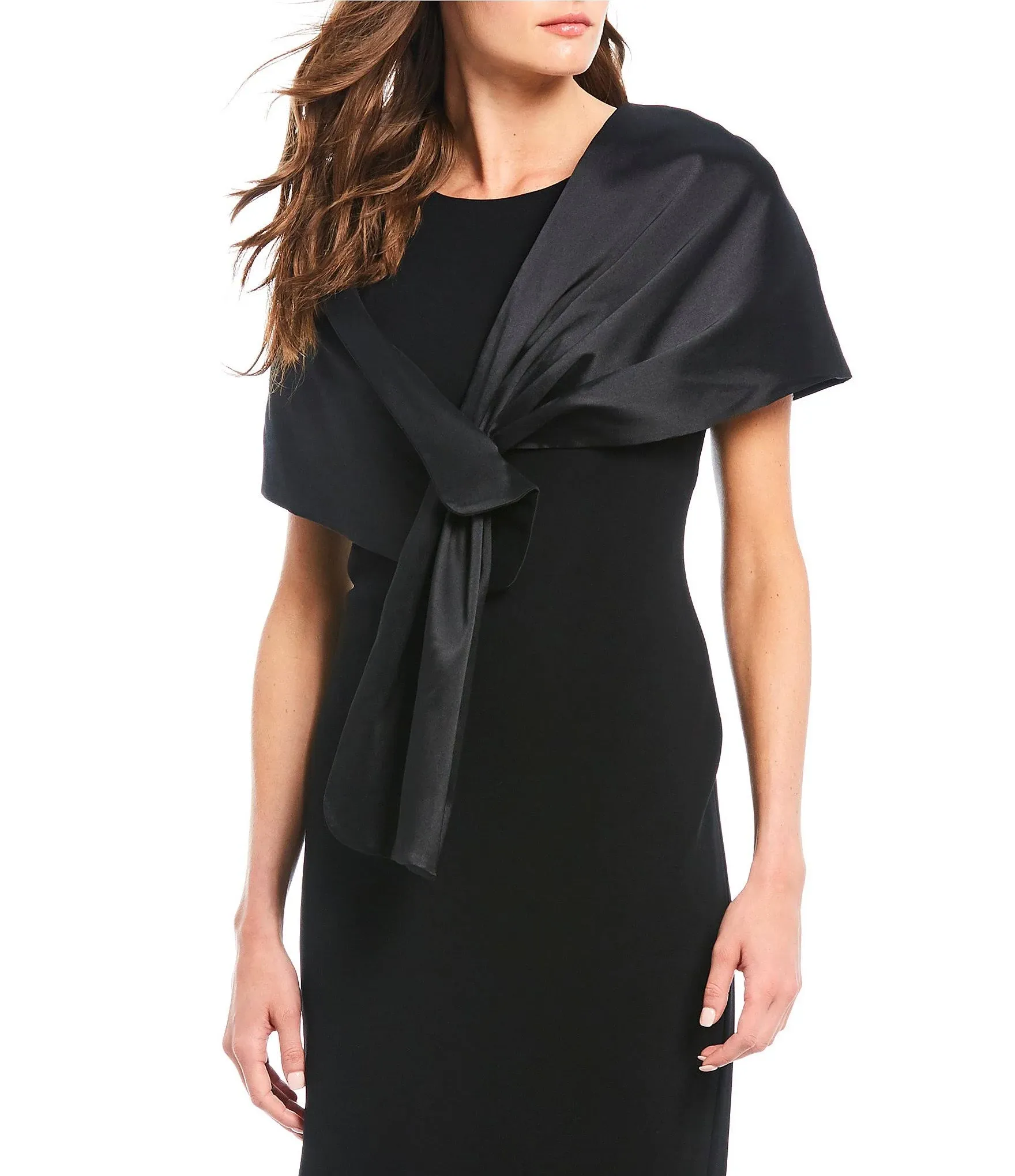 Calvin Klein Women's Evening Shawl with Pull Through Closure (Black) Women's Dress