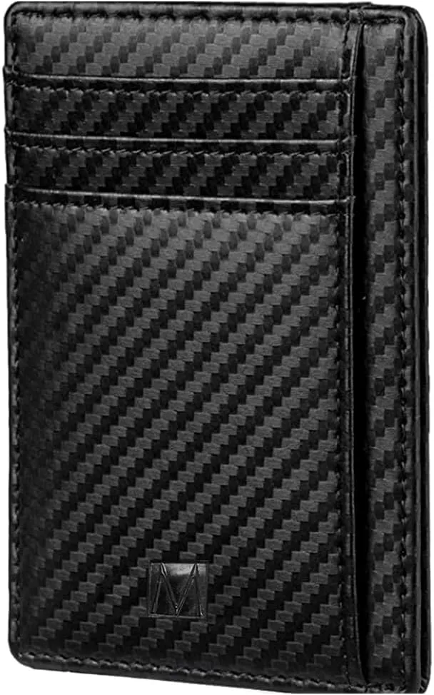 MONTABLEU | Milano | Handcrafted | Luxury Vegan Eco-Friendly - Credit Card Holder Slim Wallet for Men - Stylish s & Elegant - Sophisticated Carbon Black Pattern - First Class Gift