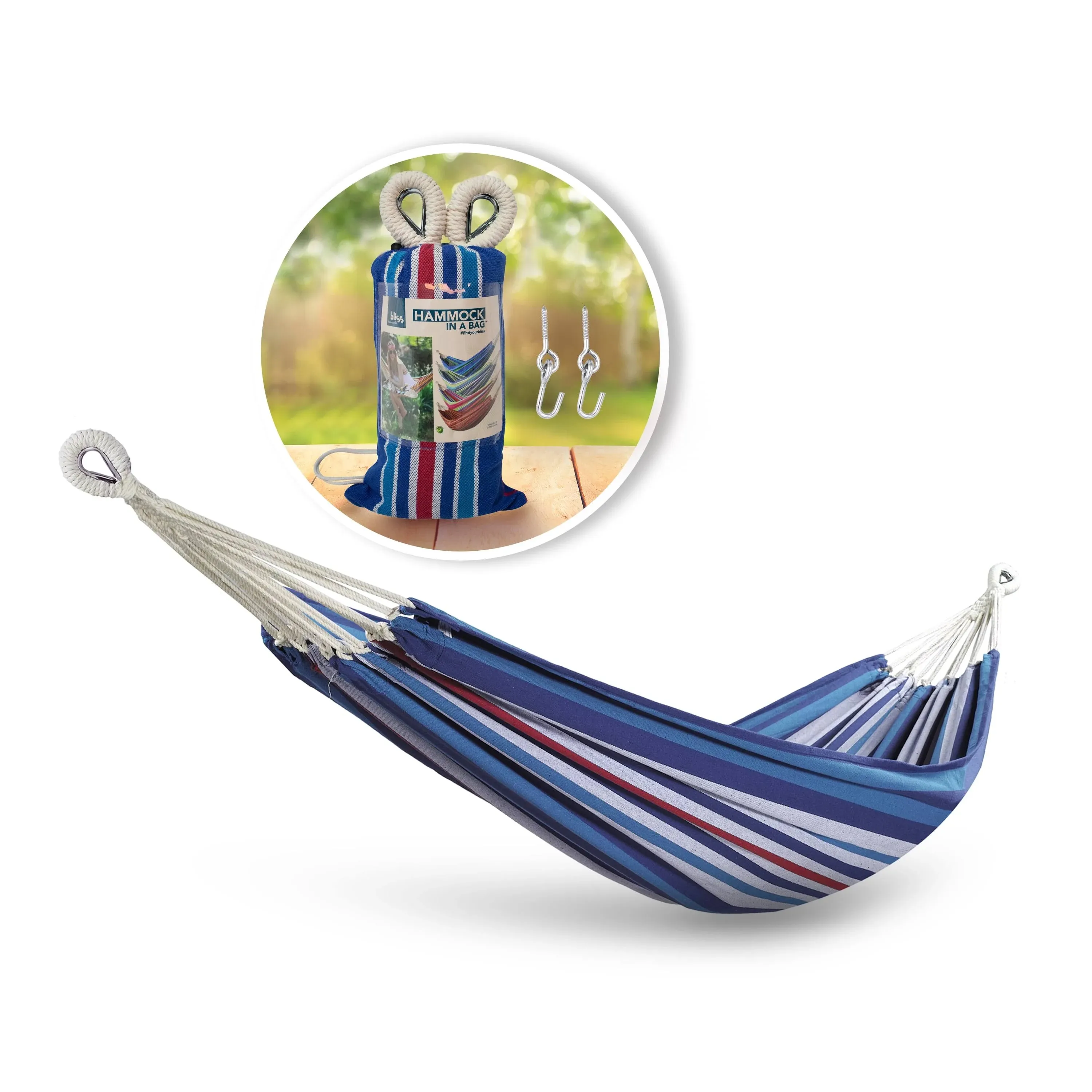 Bliss Hammocks 40" Wide Hammock in A Bag & Hanging Hardware | 220 lbs Capacity