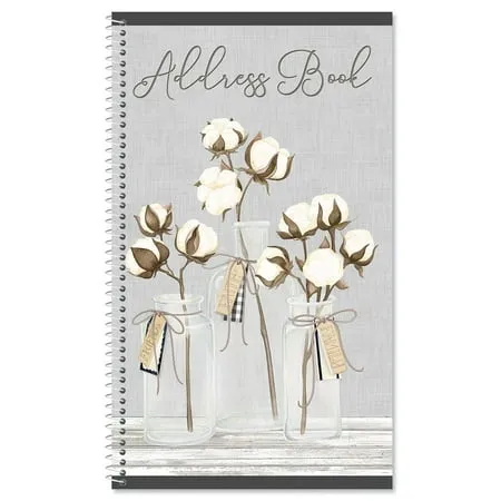 Farmhouse Bolls Address Book - 94 Pages; 5 x 8-1/2 Spiral Bound Address Book