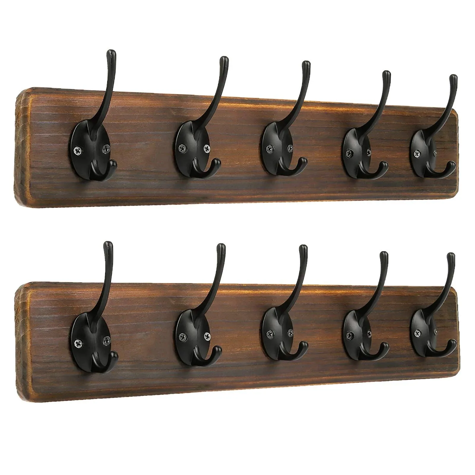 Phingeer Rustic Wall Mounted Coat Hook Rack Heavy Duty Wooden Entryway Hanging Coat Rack with 5 Decorative Hooks for Entryway Mudroom Kitchen