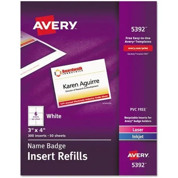 Avery Name Badge Insert Refills