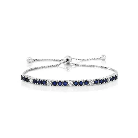 Women's Blue Sapphire and White Diamond Tennis Bracelet