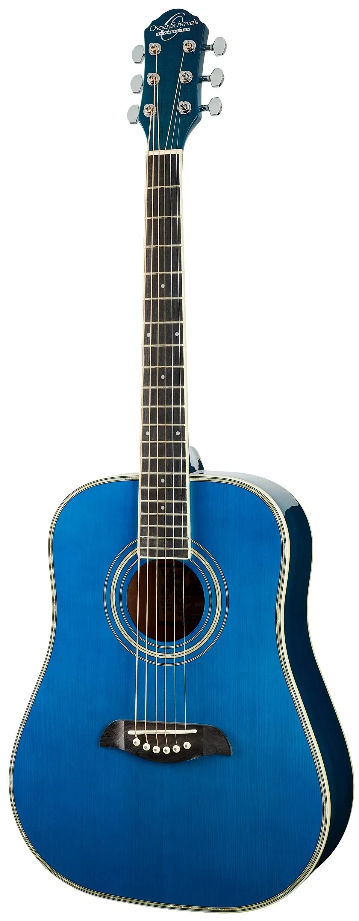 Oscar Schmidt OG1TBL Student 3/4 Size Dreadnought Acoustic Guitar, Trans Blue