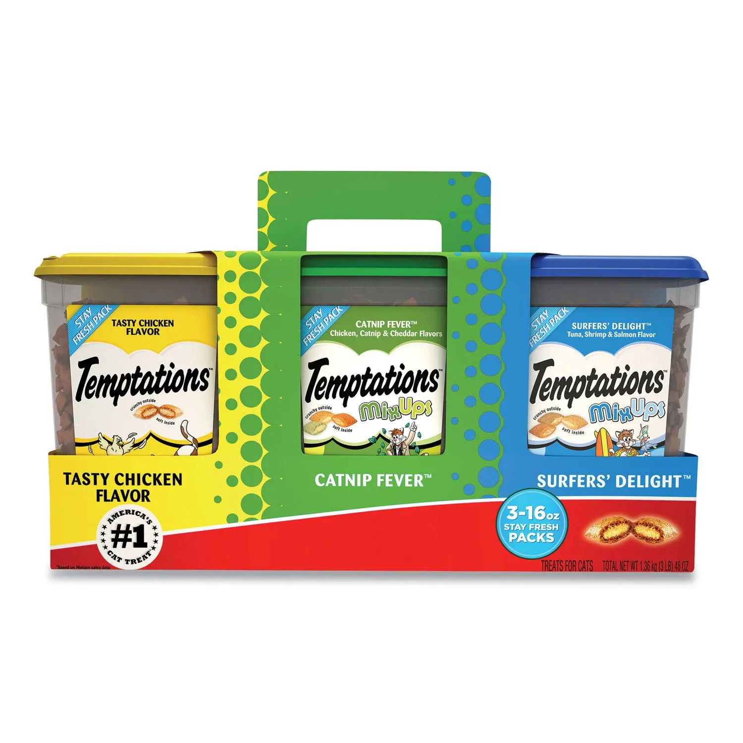 Temptations Cat Treats Stay Fresh Packs, Flavor Variety Pack 3 pk.