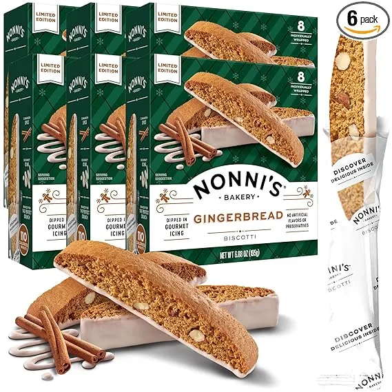 Nonni&#039;S Gingerbread Biscotti Holiday Cookies - 6 Boxes Gingerbread Cookies - Gin