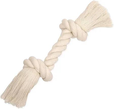 Flossy Chews 3 Knot Tug Toy Rope for Dogs - White - Medium (20" Long)