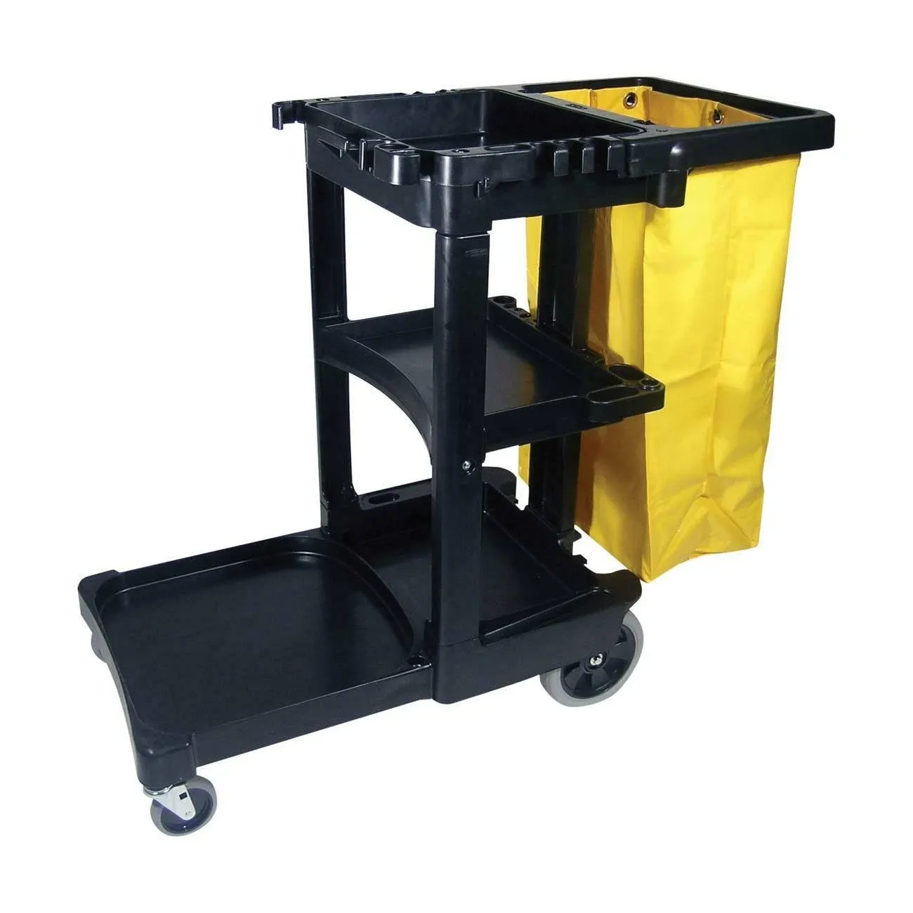 Rubbermaid Janitorial 3-Shelf Cleaning Cart with Bag (FG617388BLA)