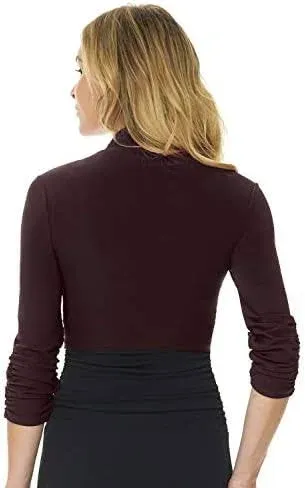 Rekucci Women's Chic Soft Knit Stretch Bolero Shrug with Ruched Sleeves