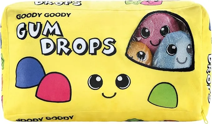 iscream Play with Your Food! Goody Gum Drops Fleece Play Pillow Set with Embroidered Accents