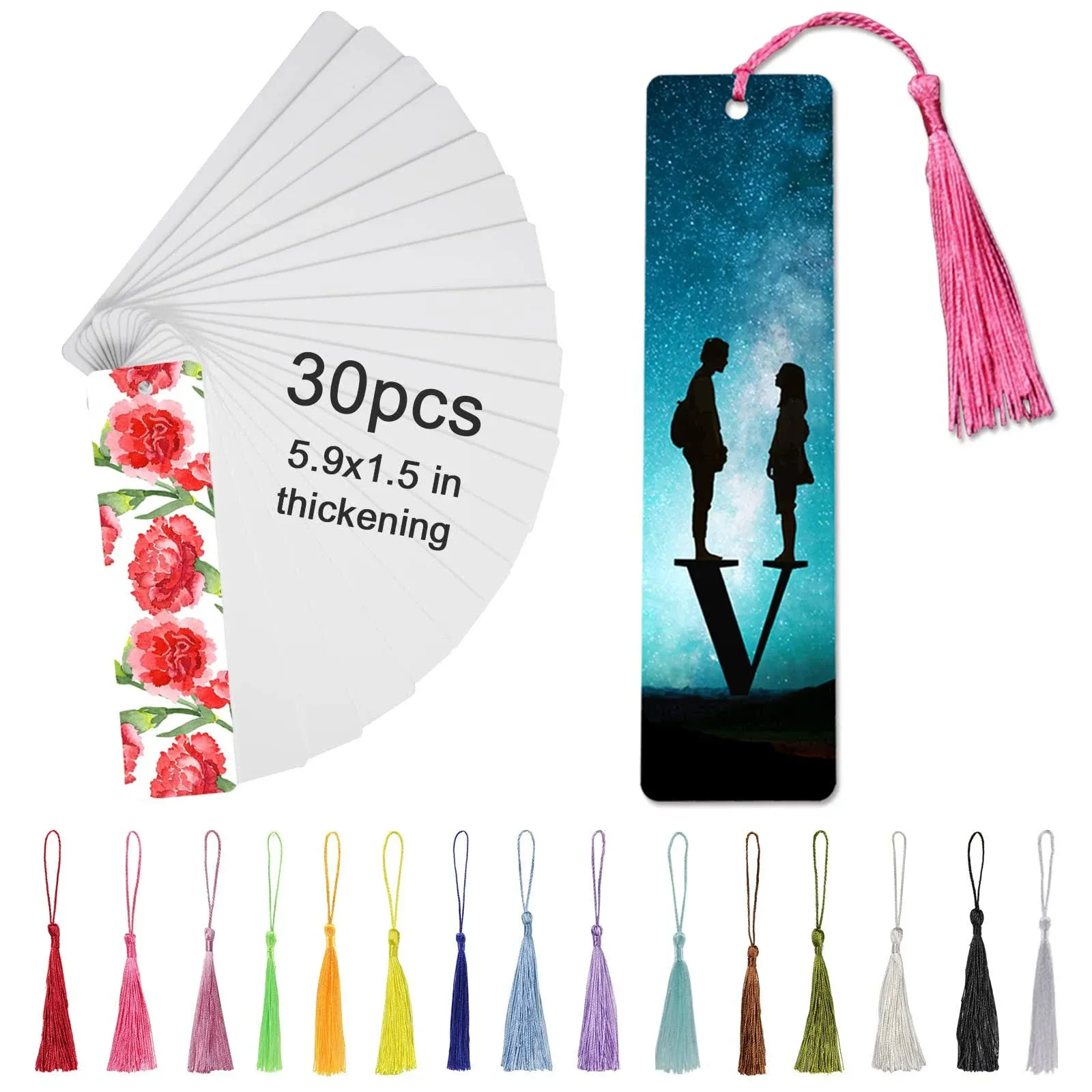 30 Pcs Sublimation Aluminum Metal Bookmarks