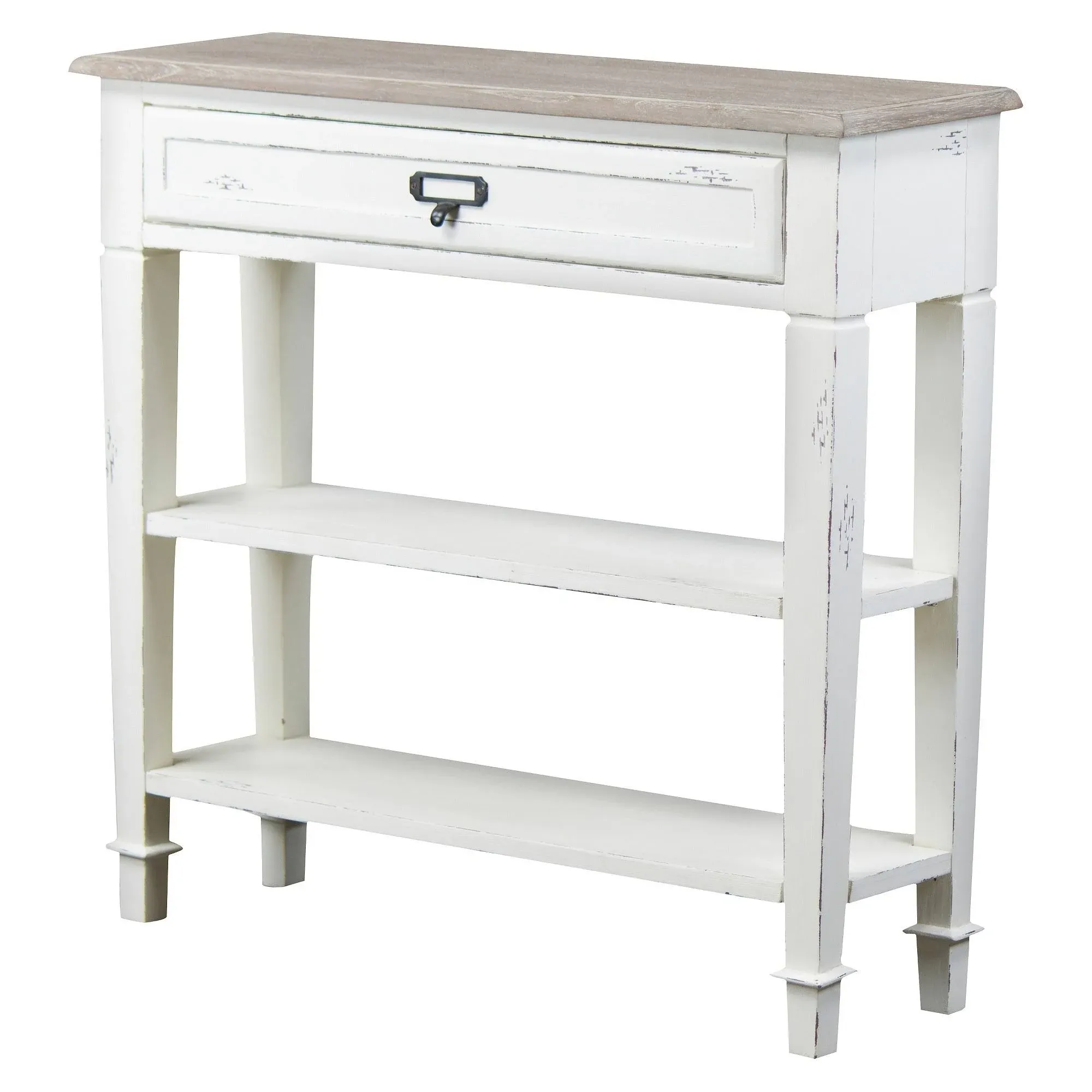 Baxton Studio Dauphine 32" Console Table, Distressed White/Natural