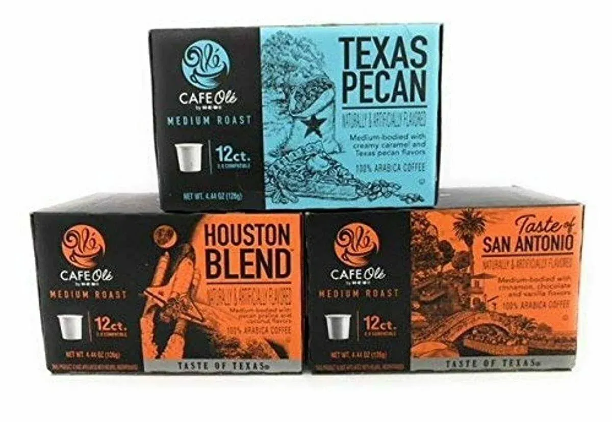 Cafe Ole Taste of Texas Gourmet Coffee K Cups Gift Assortment 12ct. 36 Cups of