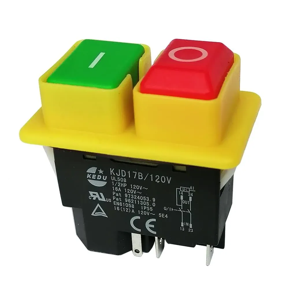 KJD17B/120V KEDU 5Pin 120V 16A 1/2HP Industrial Waterproof Pushbutton Switches  