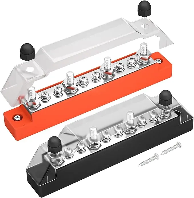 DAIERTEK Power Distribution Block 4 x M6 Terminal Studs, 6 x M4 Terminal Screws