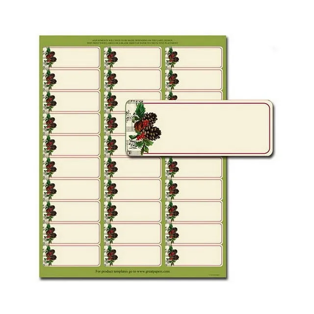 Pinecone Garland Address Labels -1in. x 2 5/8in. - Pack of 150 Labels- blank labels (not personalized) (2014068)