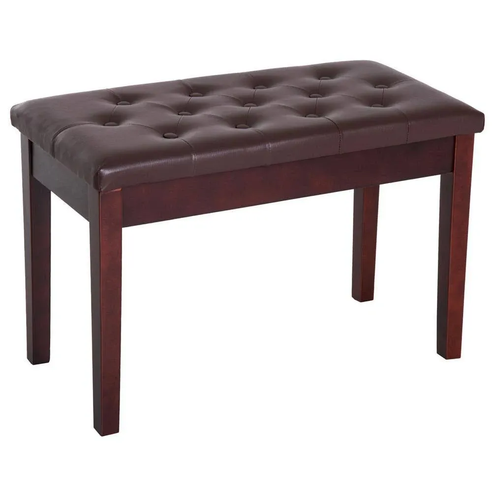 HOMCOM Piano Bench 19.75&#034; x 14.25&#034; x 30&#034; 2-Person Faux Leather Brown