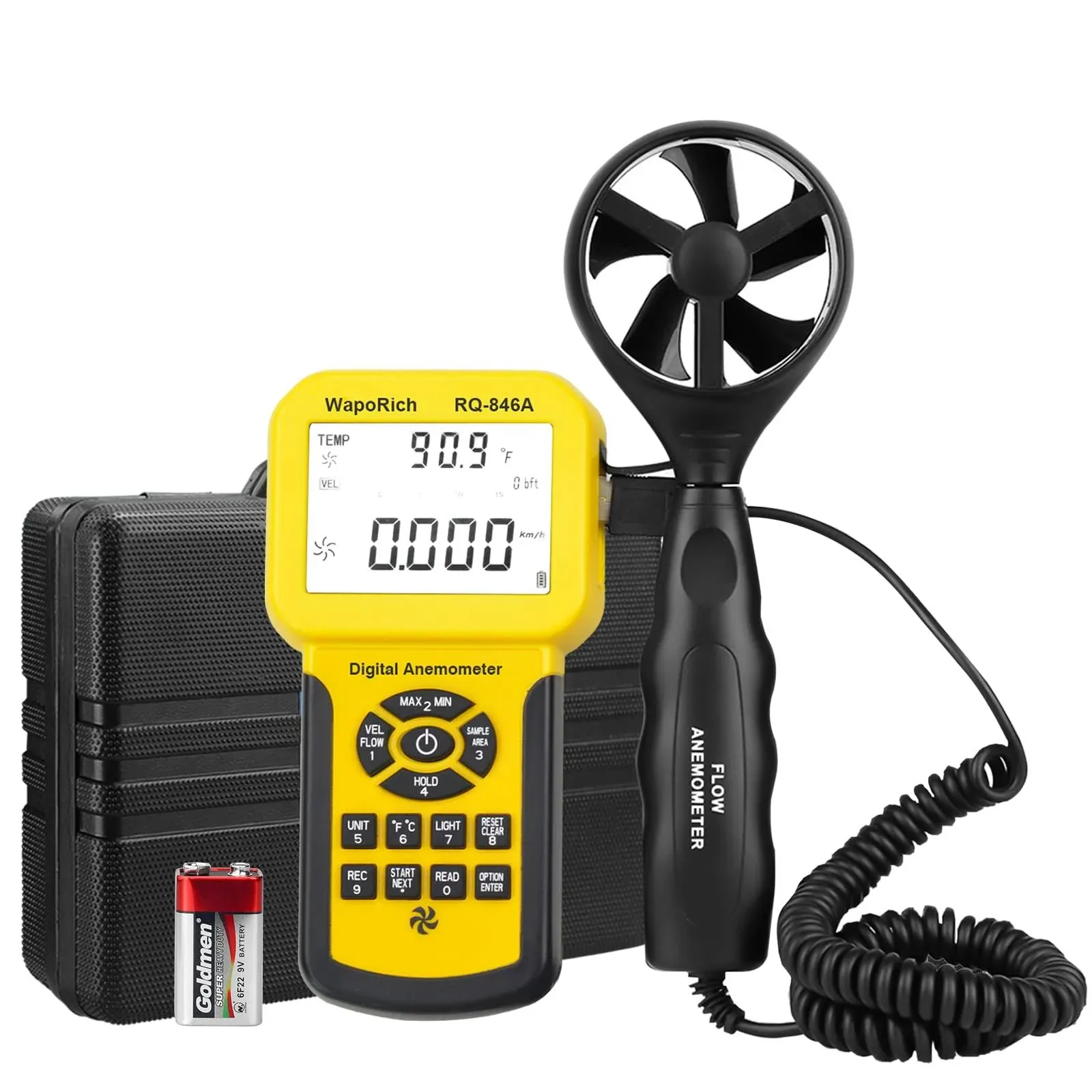 Pro HVAC Anemometer Handheld CFM Meter-0.001~10<wbr/>0MPH Measures Wind Speed, CFM ...